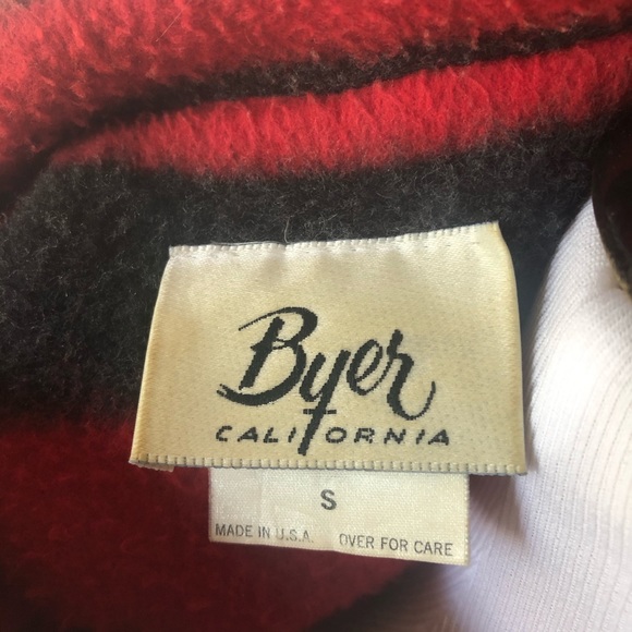 Byer California Red Brown & Grey Striped Fleece Jacket (S) - Picture 5 of 5